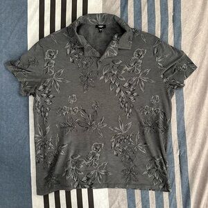 Express Charcoal Floral Polo Shirt